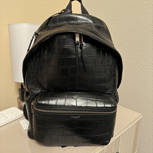 Saint Laurent CITY BACKPACK IN CROCODILE-EMBOSSED LEATHER main image 4